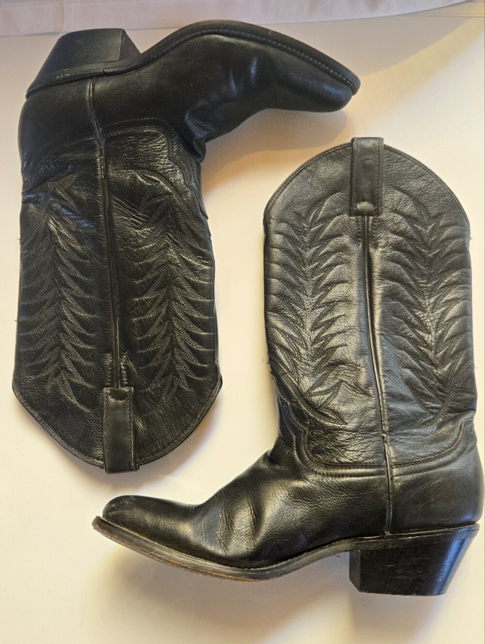 Vintage Justin's Diamond J Black Cowboy Boots Women's Size 6B